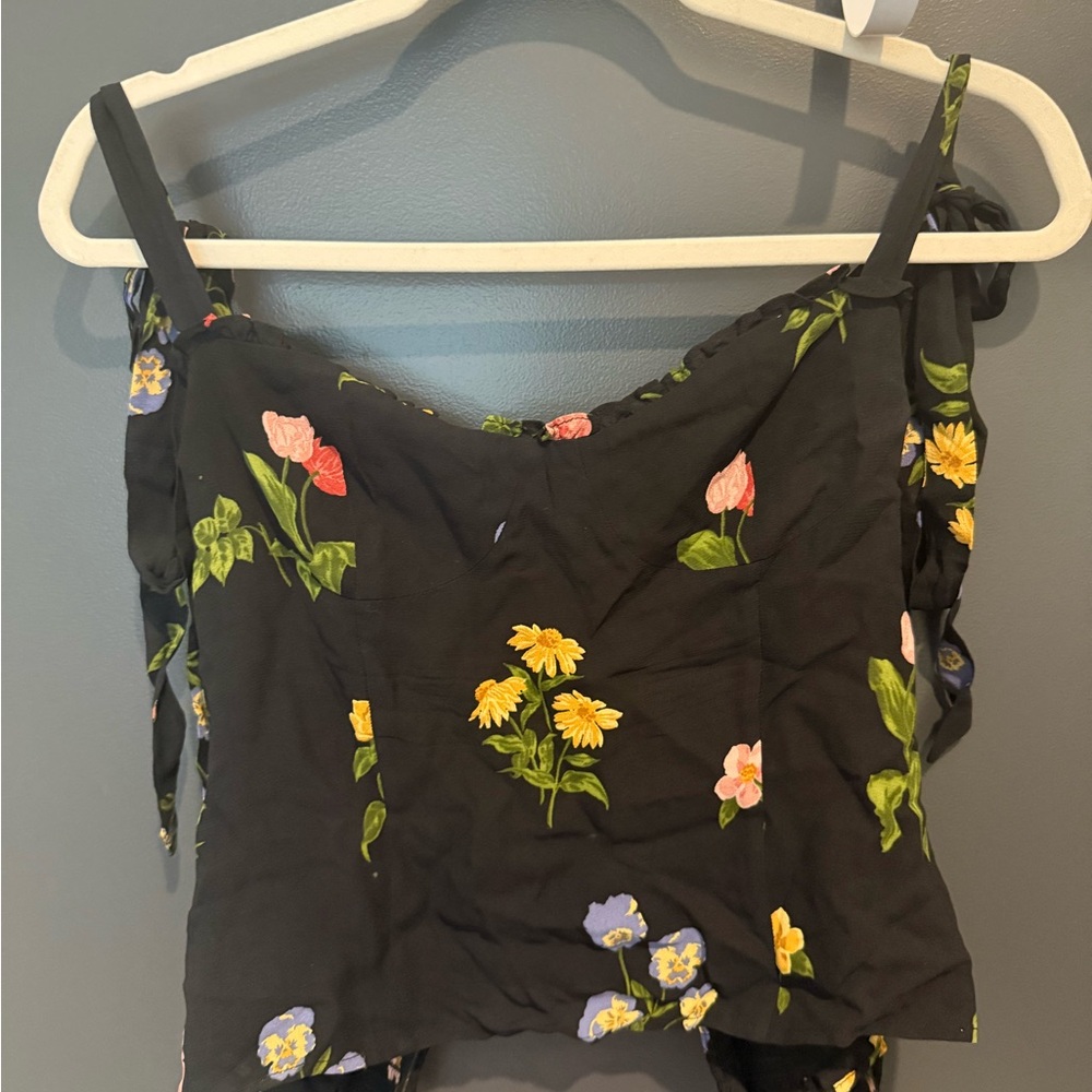 Reformation Black Floral Camisole